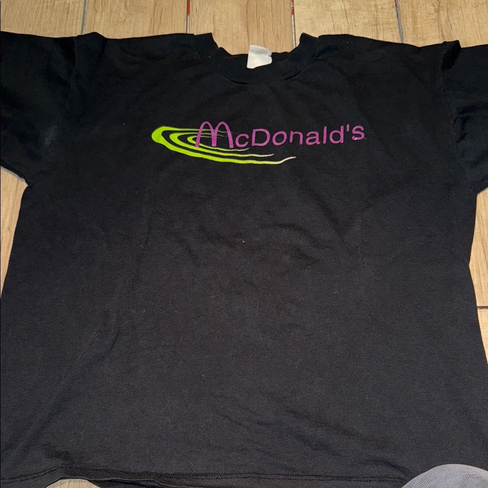 McDonald's 90s Black Tee with Neon Pink & Lime Logo 1990s